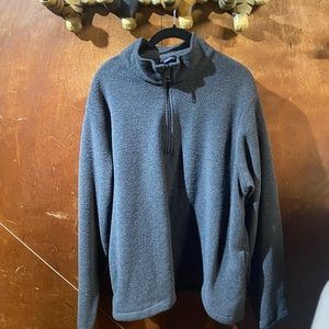 Lands End 1/4 Zip Fleece Pullover Charcoal Grey Sweatshirt XL 46/48